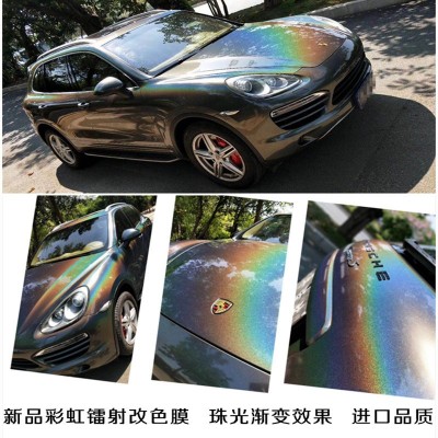 珠光彩虹鐳射汽車改色膜 車身變色漸變改裝貼膜 貼紙變色膜