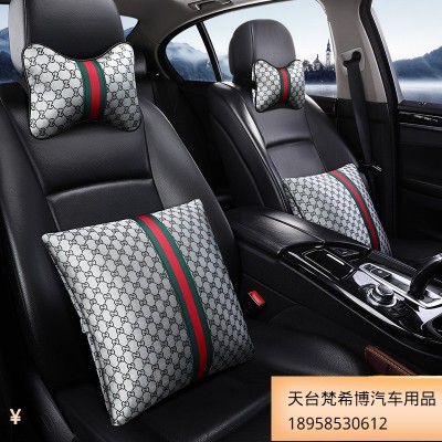 汽車用品頭枕抱枕一對套裝靠墊腰靠內飾小車用護頸枕個性創意潮牌