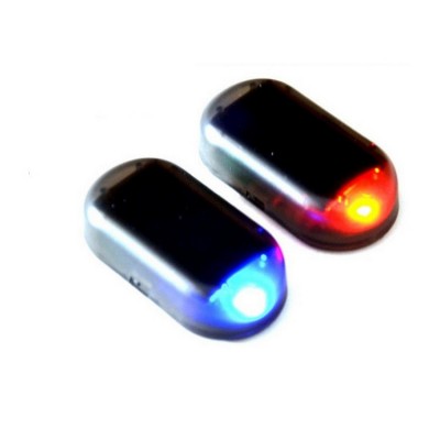 廠家直銷紅藍色太陽能led防盜燈頻閃信號燈免接線汽車交通警示燈 2個起批