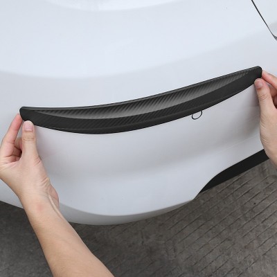 汽車前后車身碳纖紋保險杠防撞條防刮蹭貼前杠防磕碰裝飾防創膠條 2套